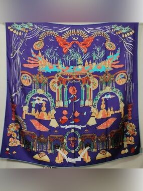 Luxurious Purple  100% silk scarf wrap. Large size 135 x135cm